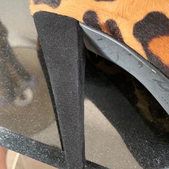 Leopard Print Pony Hair Ankle Boots - Size 7 - Picture 8 of 9